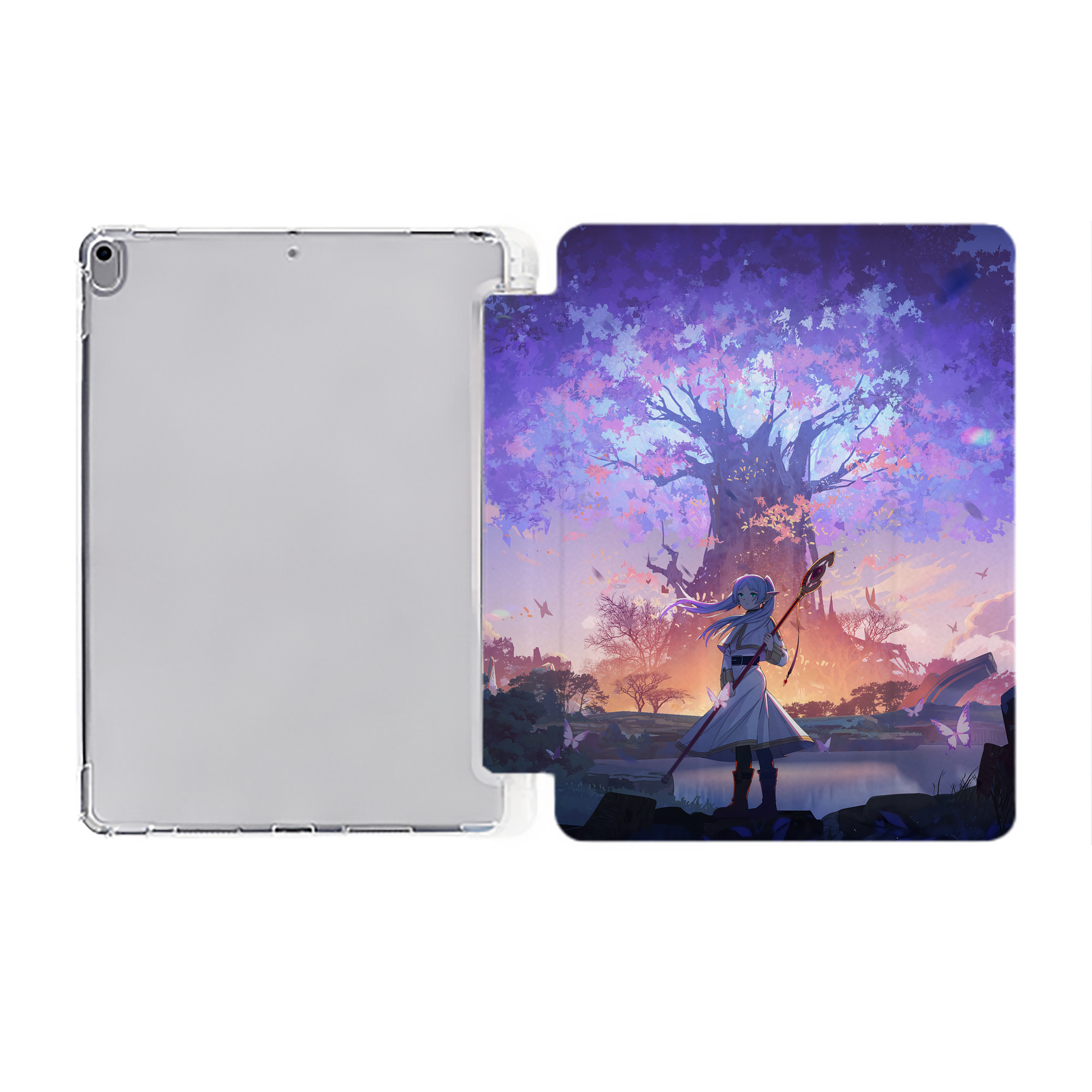 （画像用） 葬送のフリーレン Frieren IPad ケース ペン収納付き 三つ折りスタンド PUレザー×シリコン 対応機種9.5/10.5/10.9インチ
